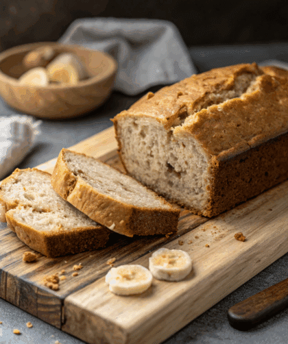 fresh loaf of vegan spelt banana bread