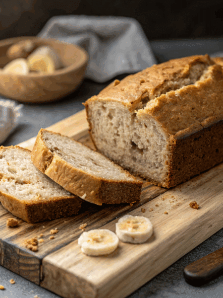 fresh loaf of vegan spelt banana bread