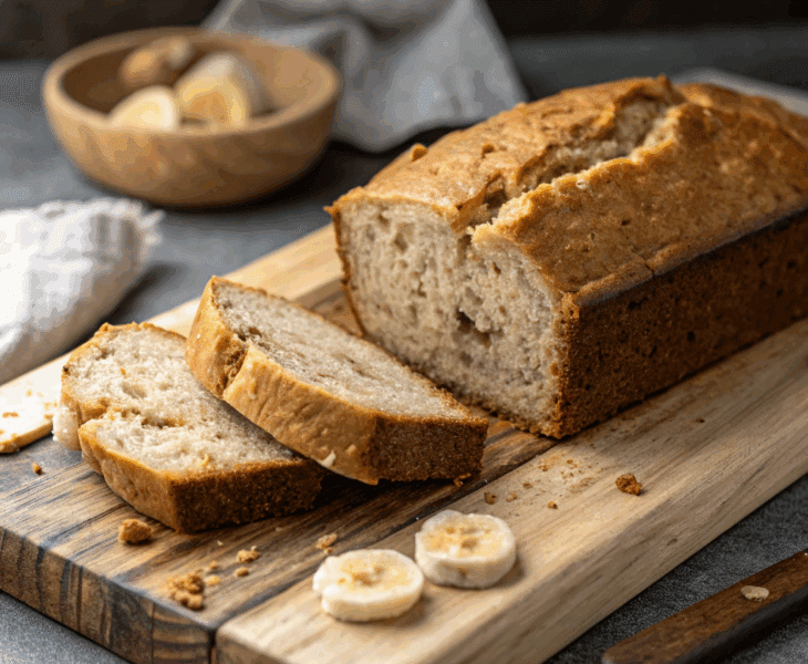 fresh loaf of vegan spelt banana bread