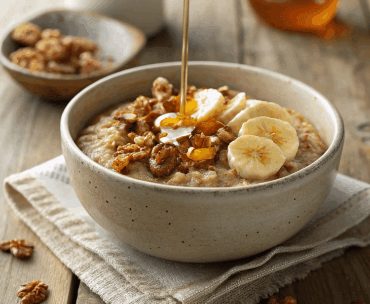 Spelt Porridge with Honey and Nuts