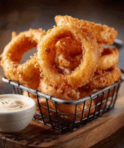 food photograph of Spelt Onion Rings with Pale Ale Batter