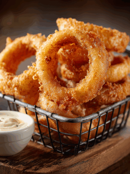 food photograph of Spelt Onion Rings with Pale Ale Batter