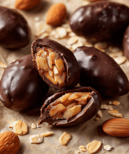 close-up image of Spelt Chocolate-Covered Almonds