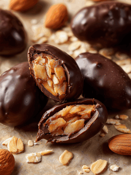 close-up image of Spelt Chocolate-Covered Almonds