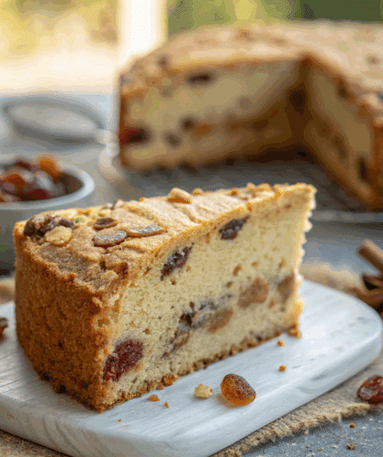 freshly baked spelt Cornish Hevva cake.