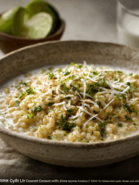 "Spelt Risotto with Coconut Milk and Lime" made exactly to the recipe.