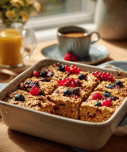 Warm spelt baked oatmeal