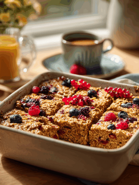 Warm spelt baked oatmeal