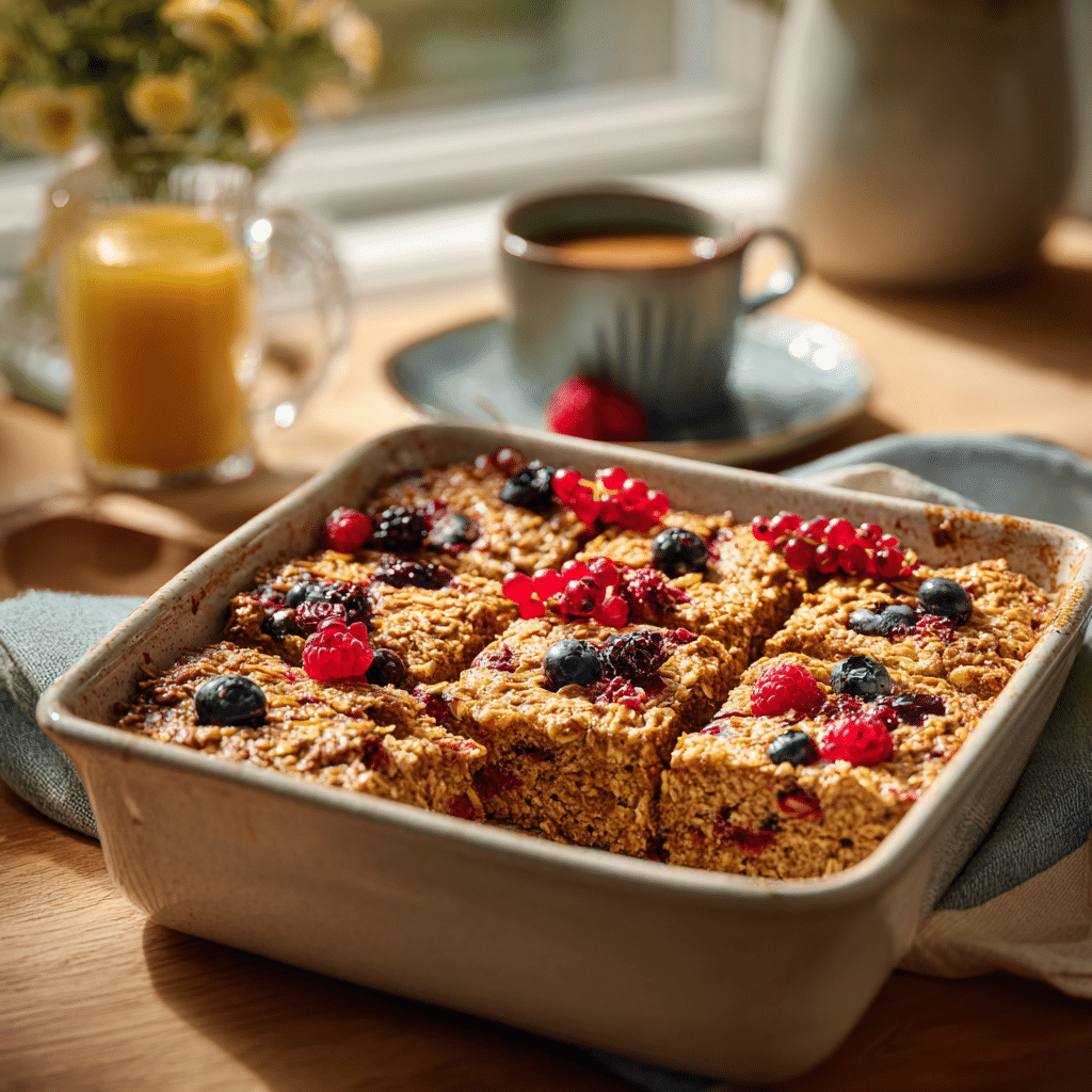 Warm spelt baked oatmeal