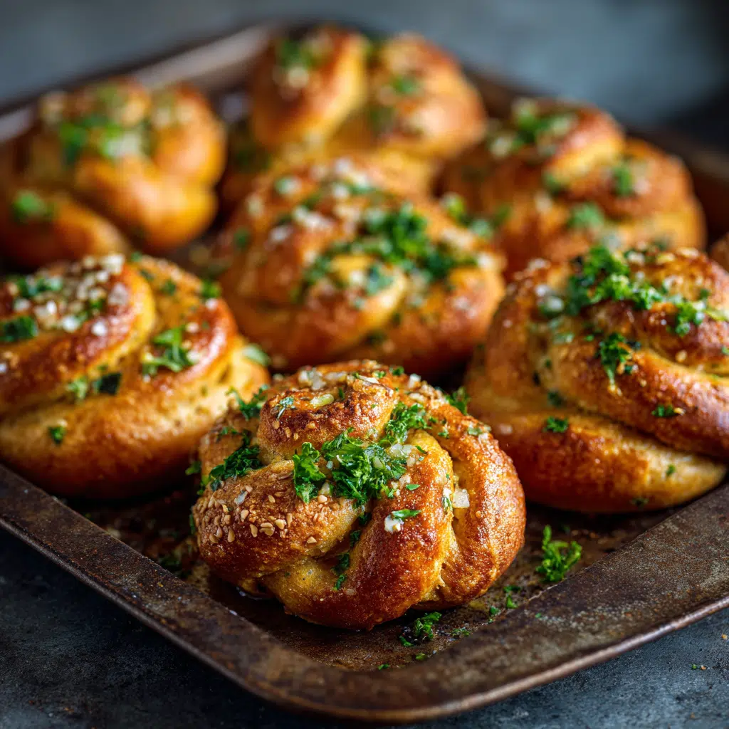 golden-brown spelt garlic knots