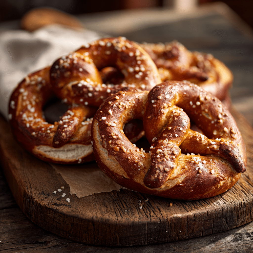 realistic photo of freshly baked Spelt Beer Pretzels