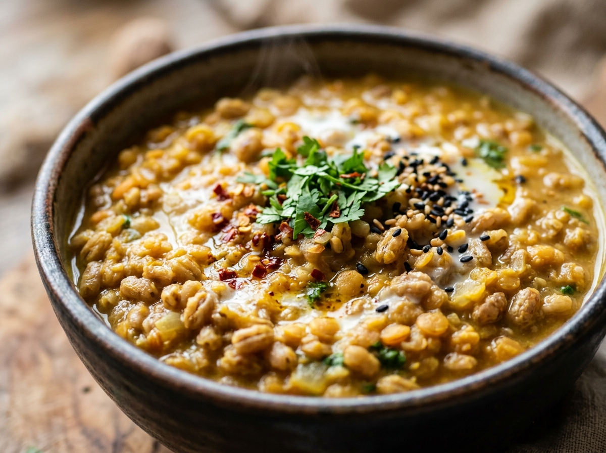 Creamy Coconut Lentil Stew with Chewy Spelt Berries hero shot